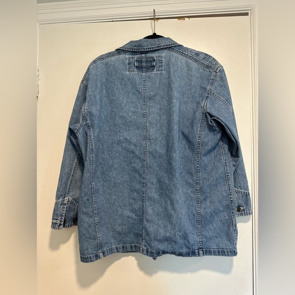 VTG 90s Petite Medium Liz Authentic Full Zip Denim Field Jacket Multiple Pockets - Picture 2 of 16
